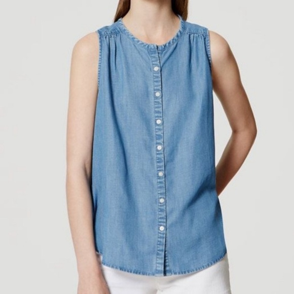 Loft Sleeveless Chambray Shirt